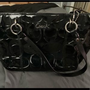 Black patent leather Coach bag